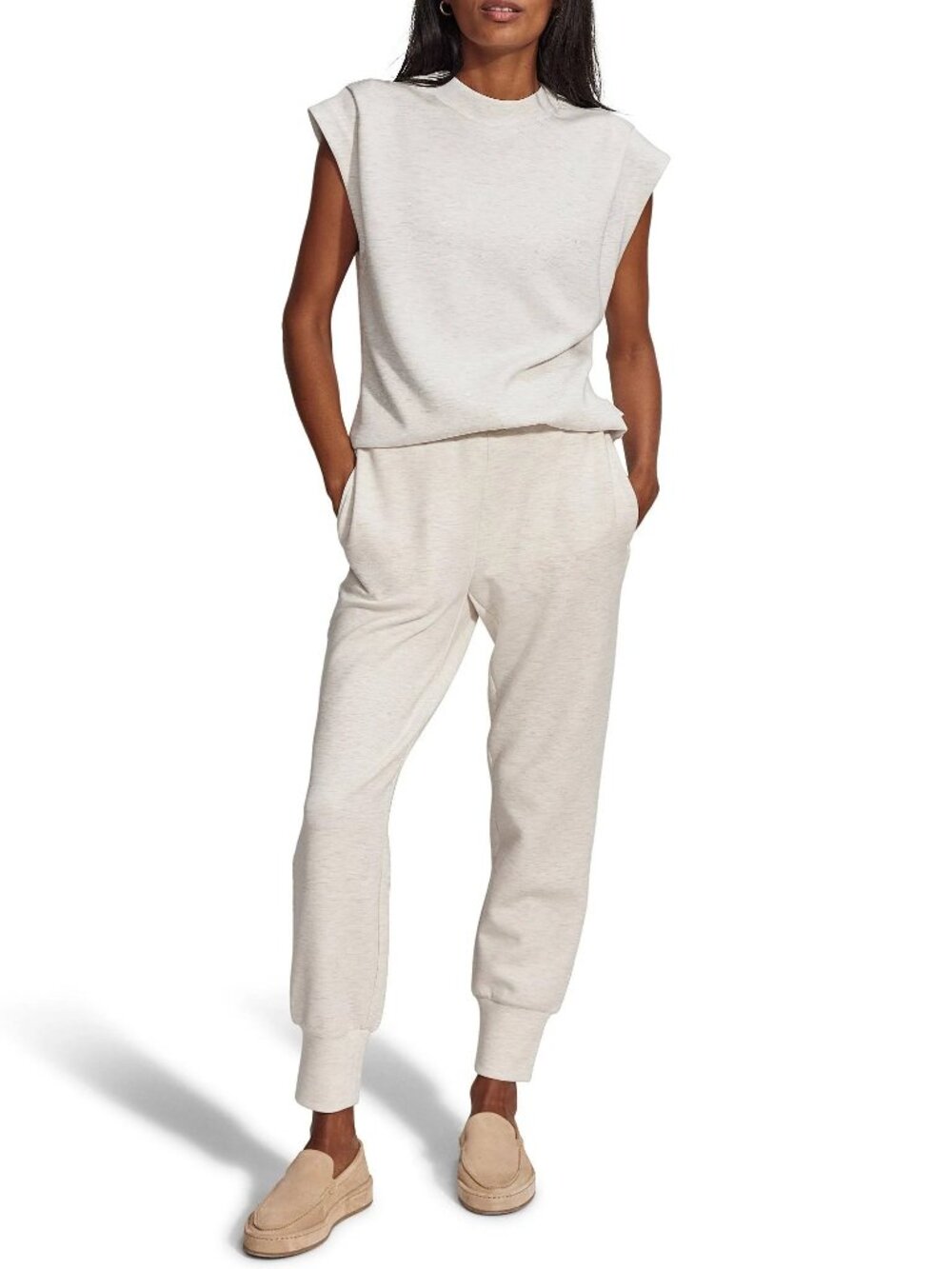 Varley Otis Sleeveless Sweat in Ivory Marl Size - XSmall